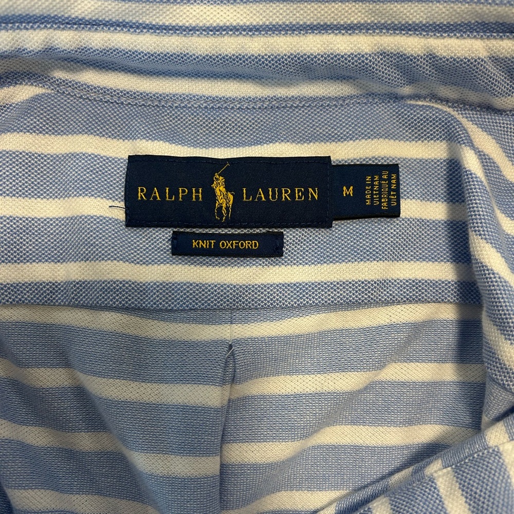 Polo Ralph Lauren Mens Hampton Classic Fit Blue Striped Polo Shirt Size M - Picture 6 of 6